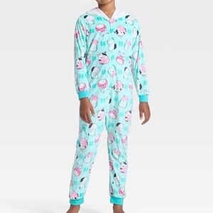 Girls' Squishmallow Winter Long Sleeve Union Suit Aqua Blue XS or Small NWT